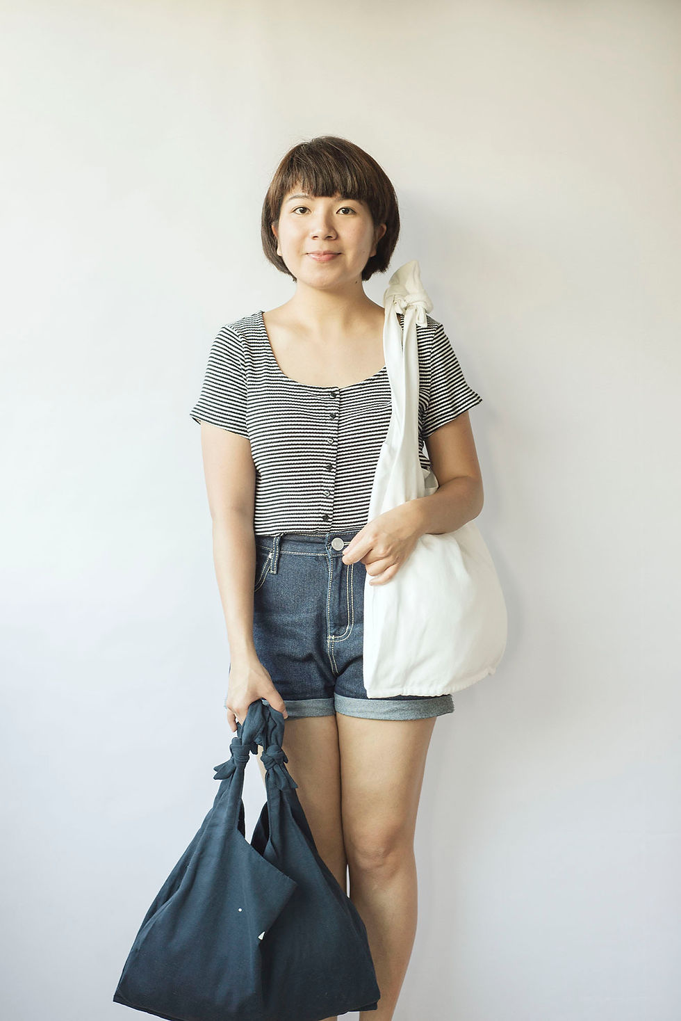 縮圖：Island Workbench 島中坊研 長洲 cheung chau lady girl gift 禮物 免郵 free shipping cotton linen 棉 麻 基本日常作 basic item 四帶 日常 袋 bag white 白