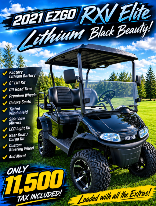 2021 EZGO RXV ELITE LITHIUM – BLACK BEAUTY!