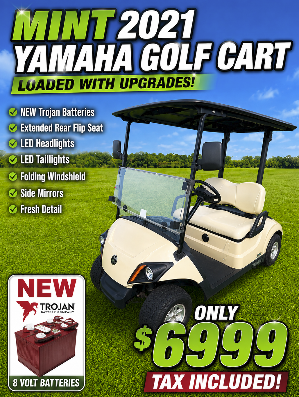 MINT 2021 YAMAHA 48V GOLF CART – LOADED & READY TO GO!