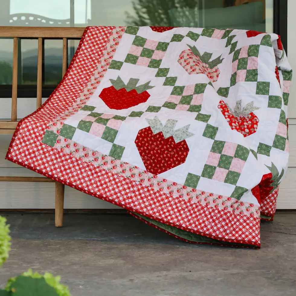 Thumbnail: Strawberry Fields Draped over chair in half