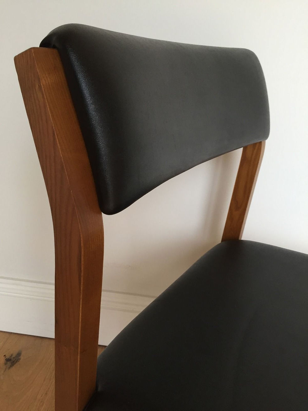 Thumbnail: 6 Mid Century Teak and Vinyl Dining Chairs