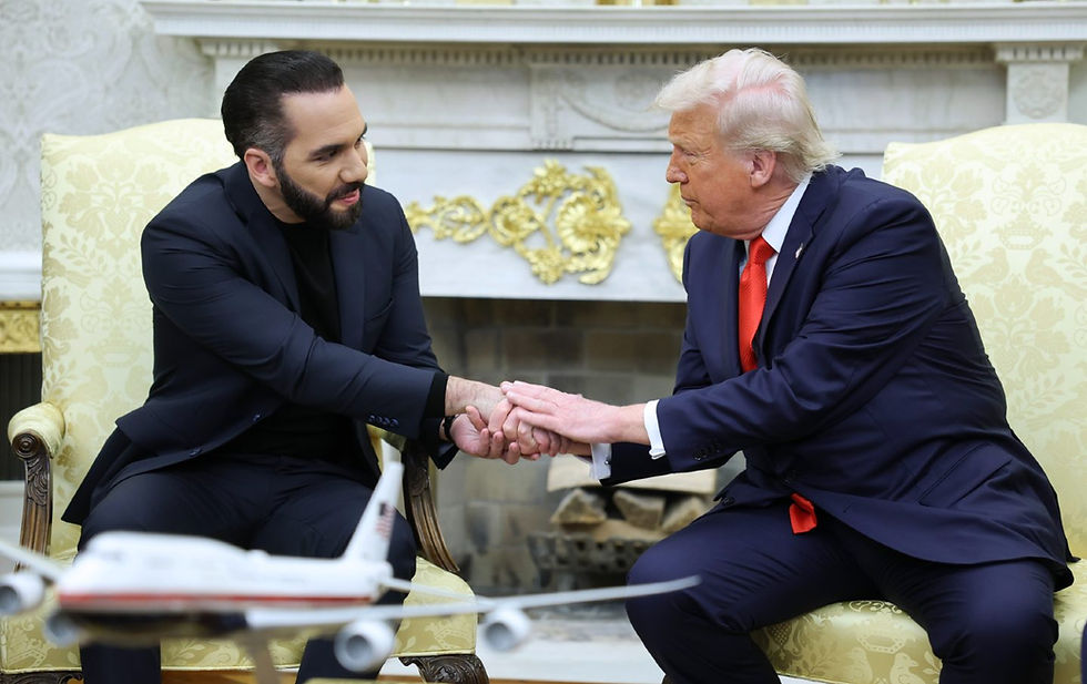 El Salvadoran President Nayib Bukele met with U.S. President Donald Trump at the White House on Monday.