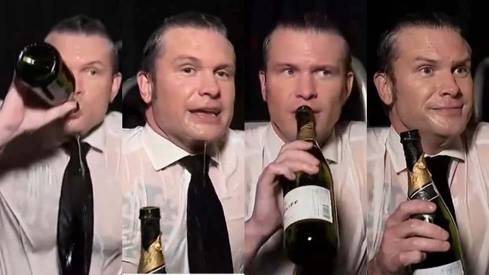 Pete Hegseth drinking.
