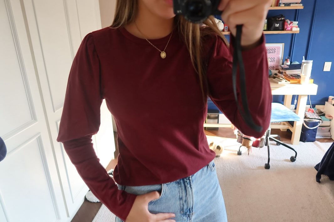 Blusa vermelha Hipster com detalhe na manga 