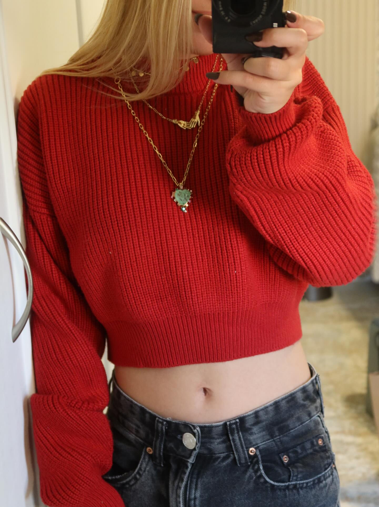 Tricot vermelho com abertura nas costas Zara