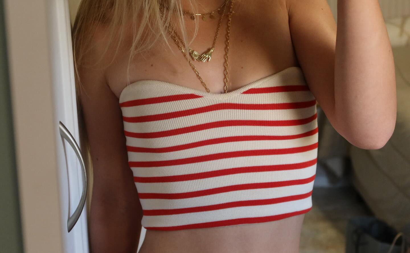 Top vermelho listrado Zara 