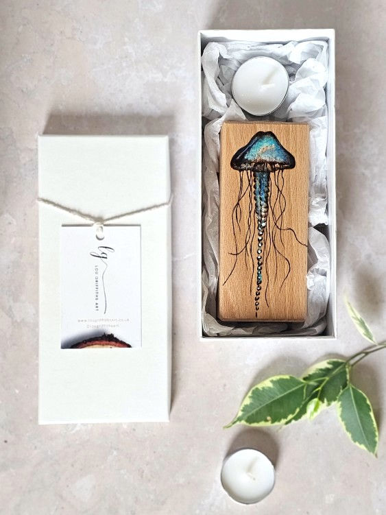 Thumbnail: Beech Wood Candle Holder - Jellyfish