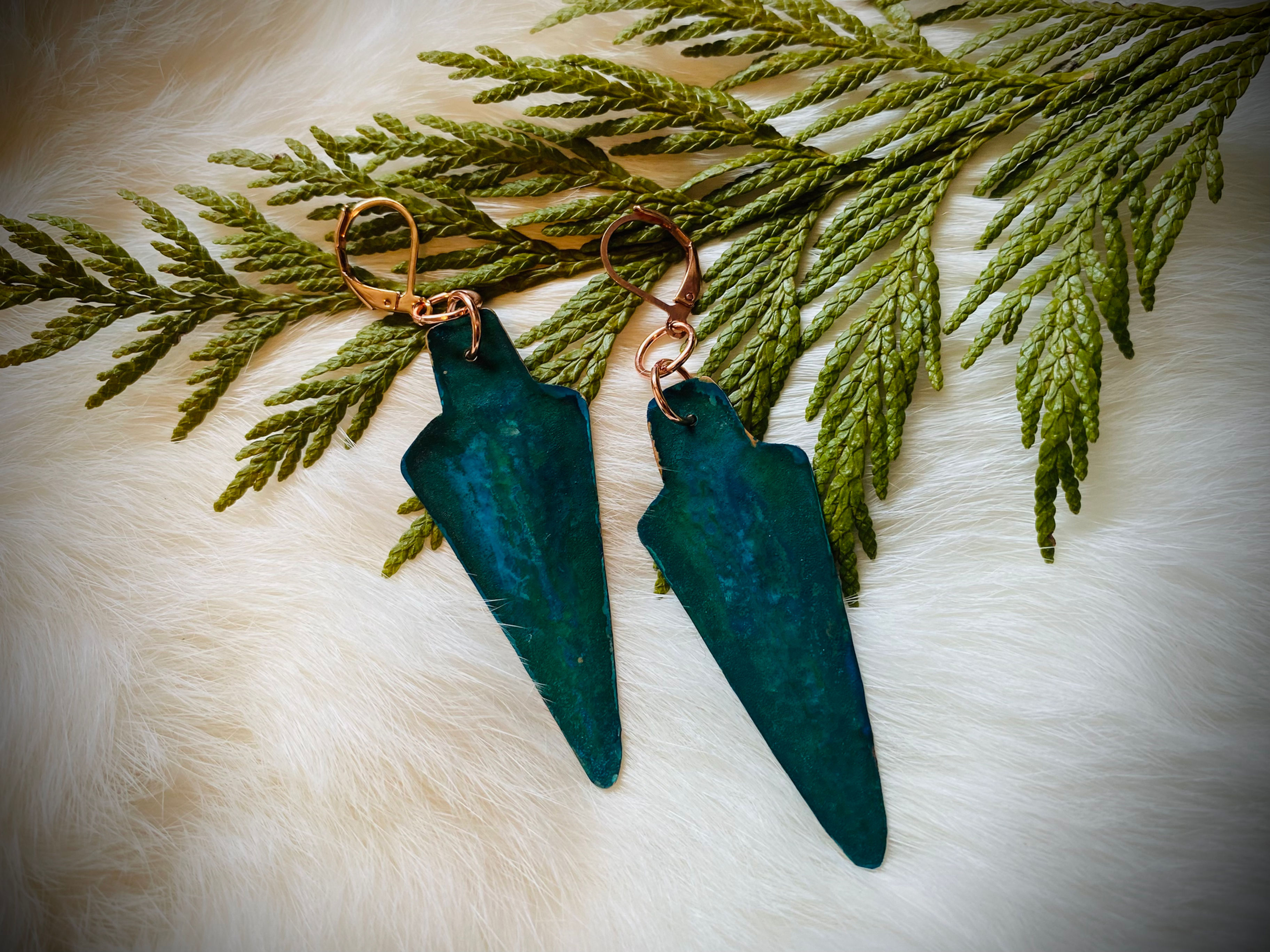 Earth Arrows- Copper Patina Earrings 