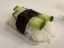 home-made vegan cucumber nigiri sushi