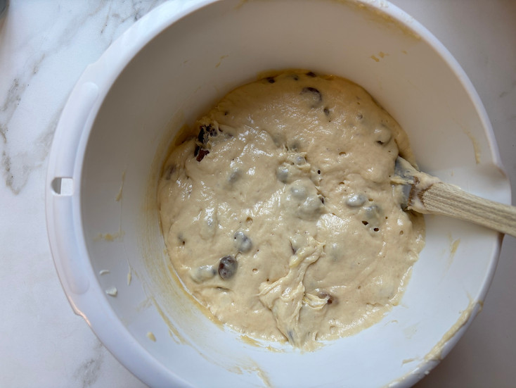 Sourdough waffle batter made with sourdough starter discard, ready for baking