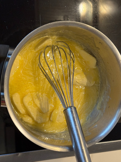 melting butter in vegan custard