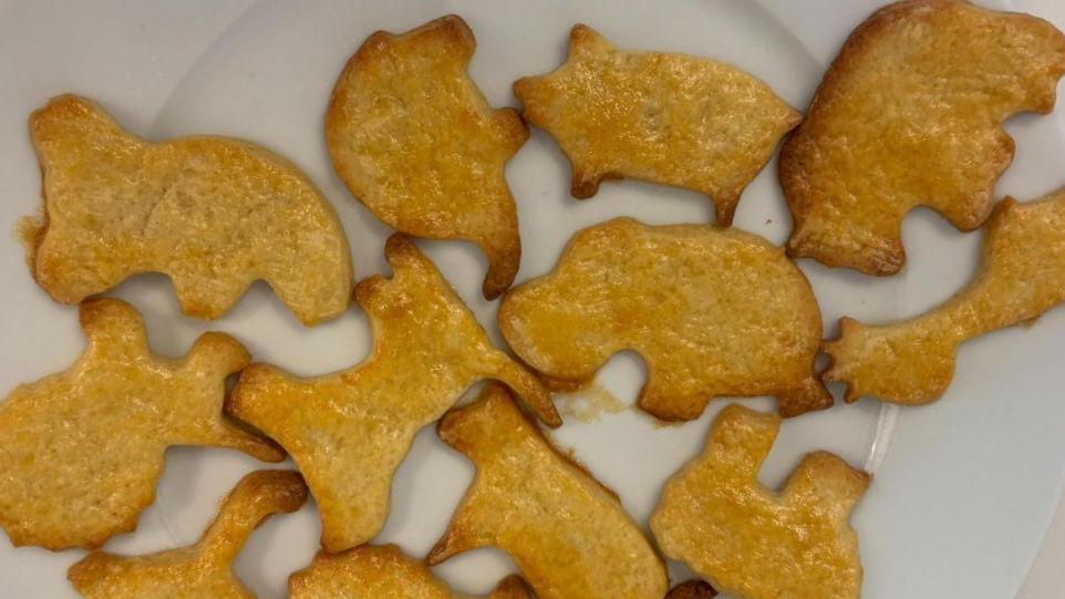 Finalized hard shortbread cookies with a crisp snap and golden