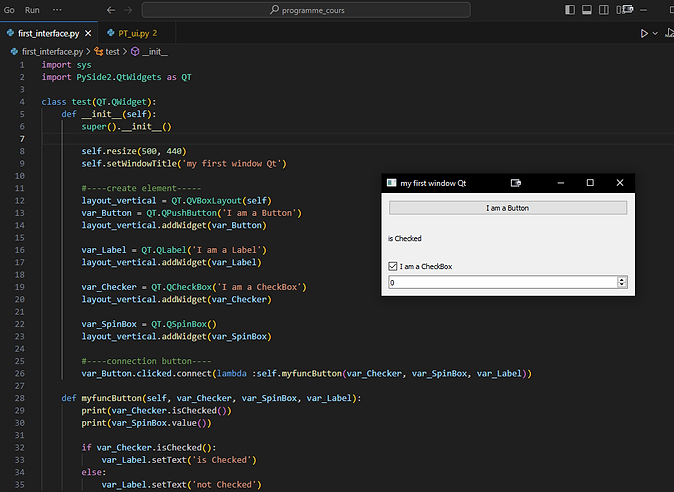 pyside Qt interface
