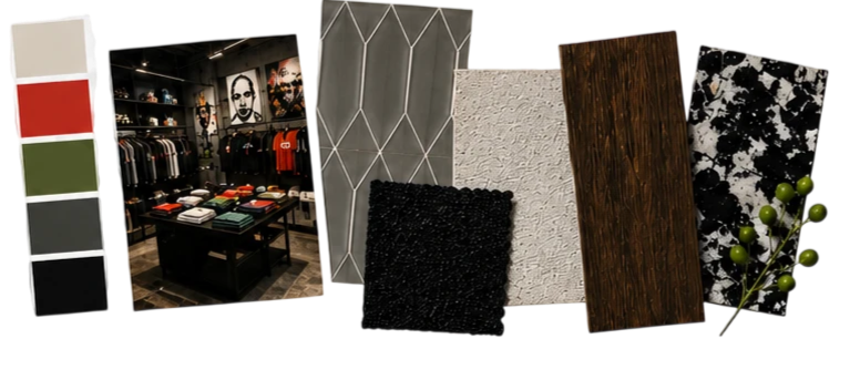 Commercial interior material and finish selections