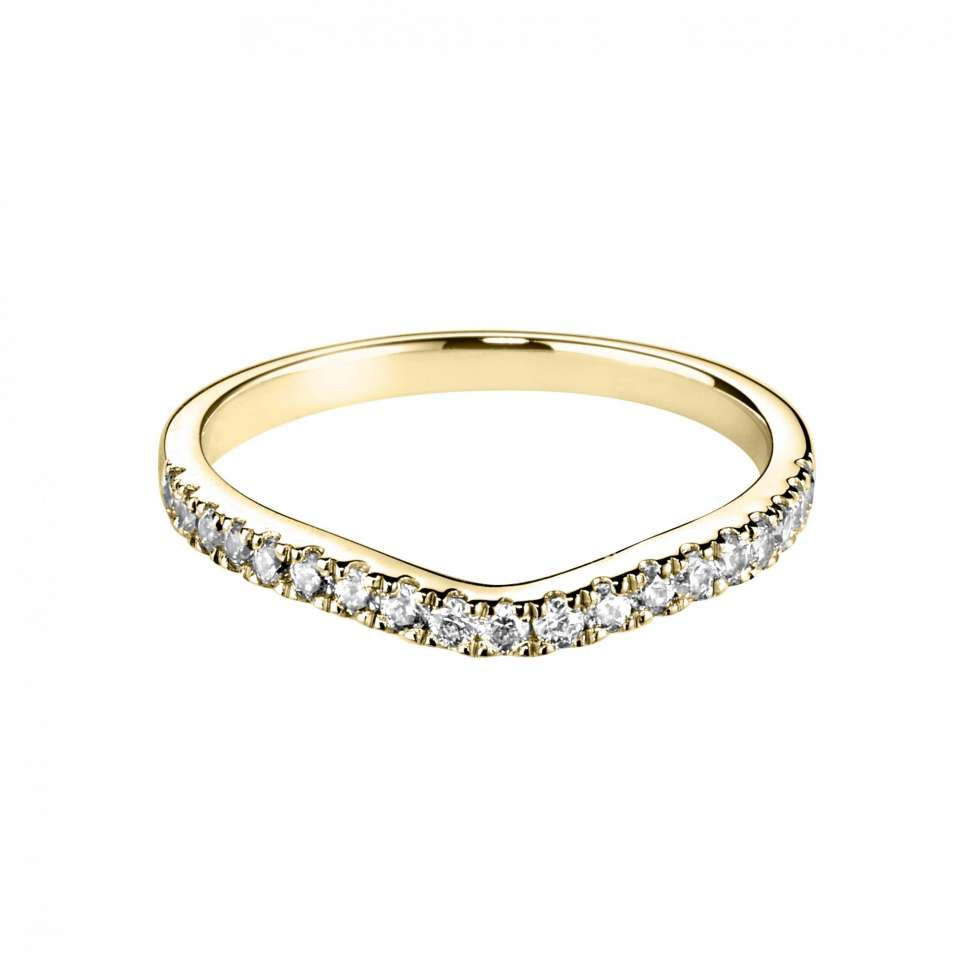 Diamond set shaped band with a U silhouette.