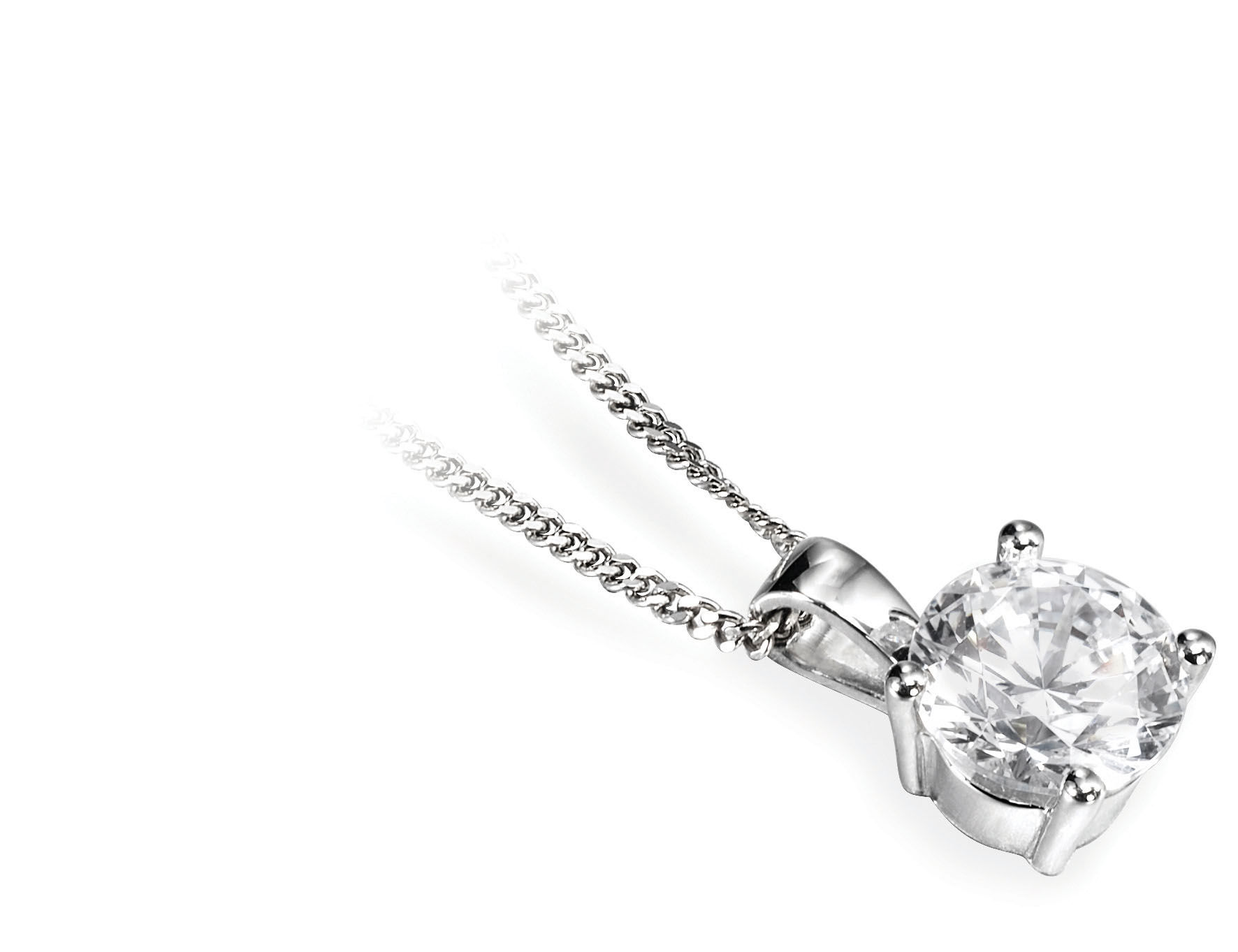 Brilliant round four claw pendent with small bail