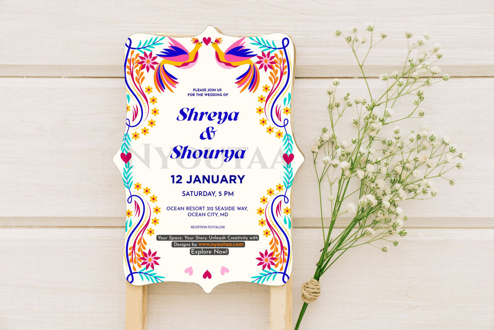 a colorful wedding invitation for shreya and shourya-www.nyoutaa.com