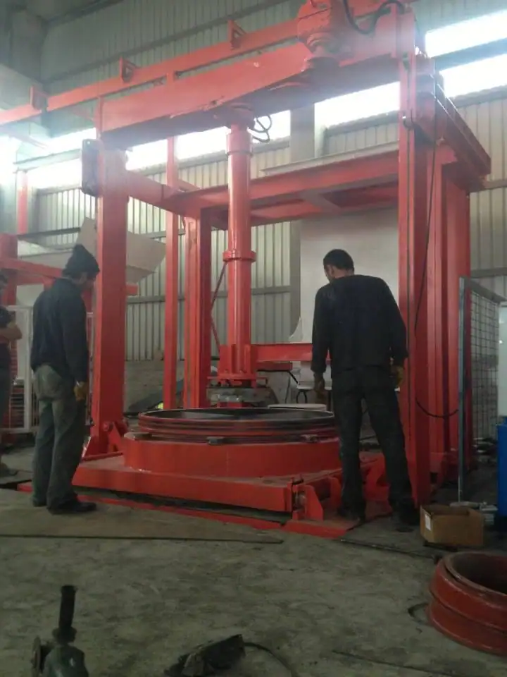 Industrial hydraulic concrete pipe making machine and steel frame during assembly