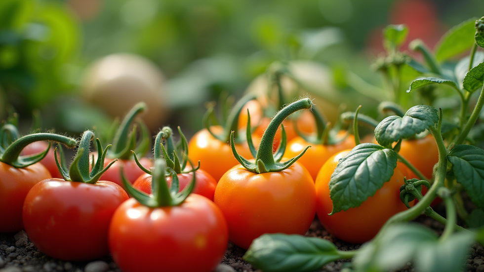 Close-up view of a colorful vegetable garden