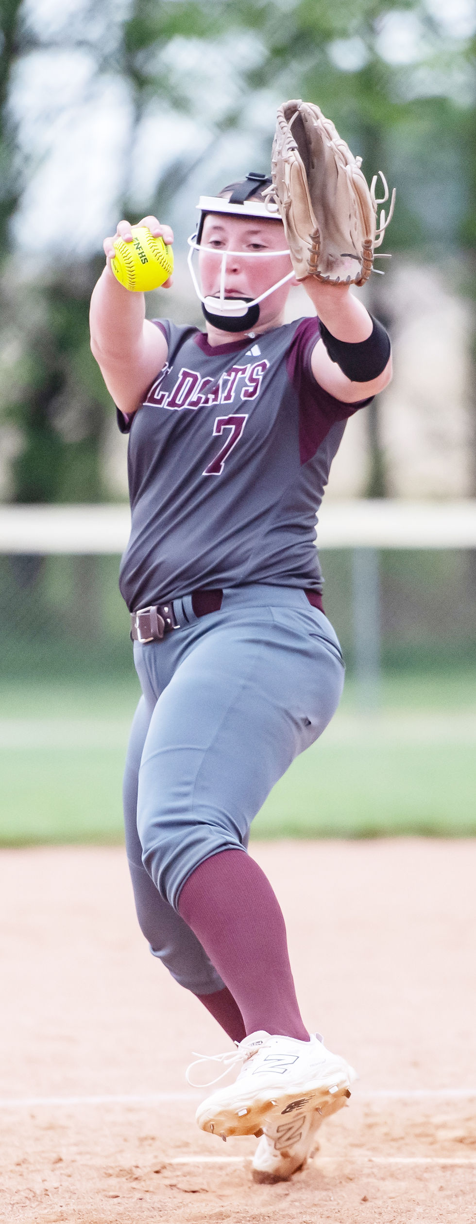 Mount Vernon pitcher Alaina Allyn pitches during the North Posey game. Despite falling to North Posey, the Wildcats have jumped out to an 8-1 record with a win over Mater Dei this week. Photo by Garry Beeson