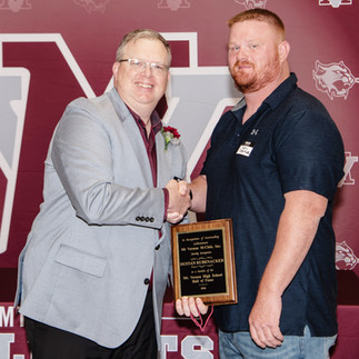  Dustan Rubenacker accepts the M-Club Hall of Fame Award 