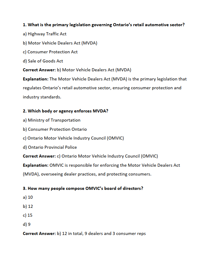 Thumbnail: Buy OMVIC Exam Study Guide in Canada