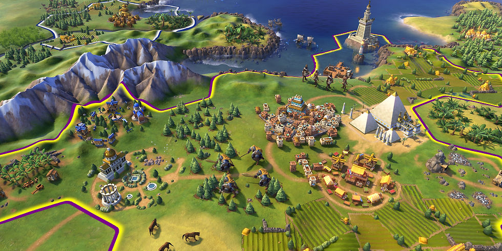 A city built next to a coastline and mountain range, the pyramids stand to it's right and fertile land stretch across it's borders