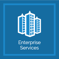 Icon illustrating enterprise-grade IT solutions designed to support business growth and complex operational needs.