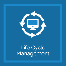 Icon illustrating strategic IT life cycle management to maximize your technology investment and reduce risk.