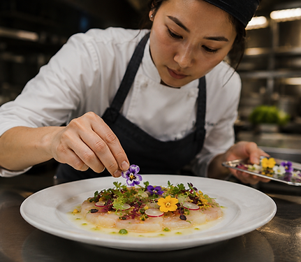 Chef Garnish with Coastal Microgreens Edible Flowers