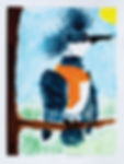 Painting of a kingfisher on a branch for Youth Art Contest