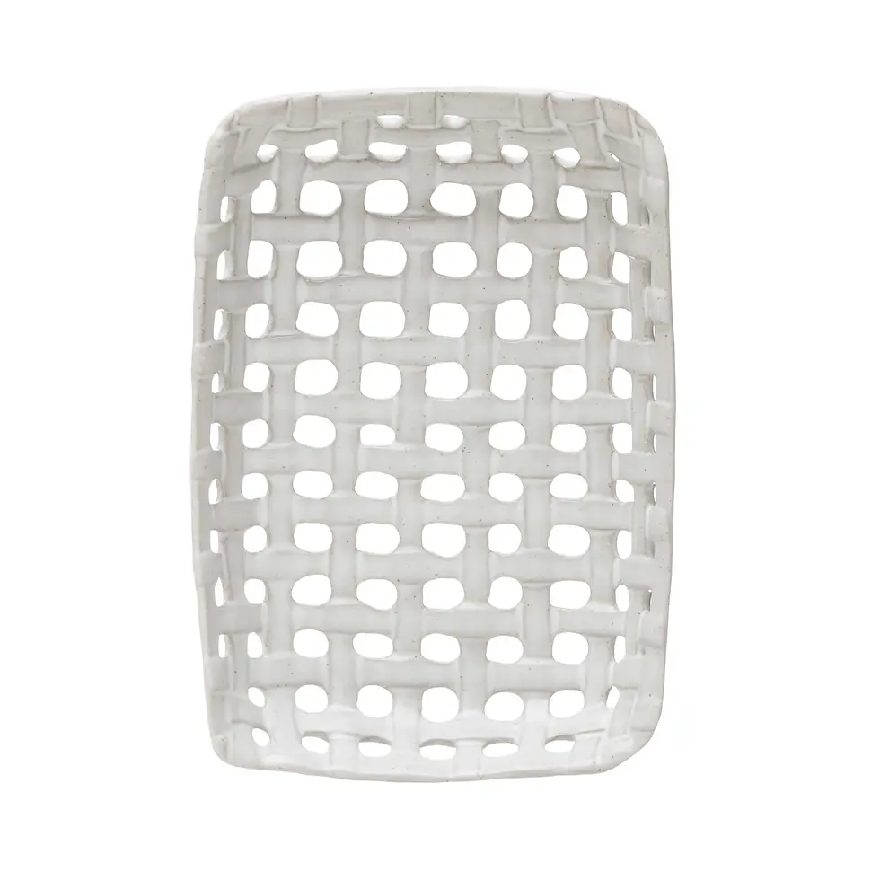 Thumbnail: Stoneware Lattice Dish, White