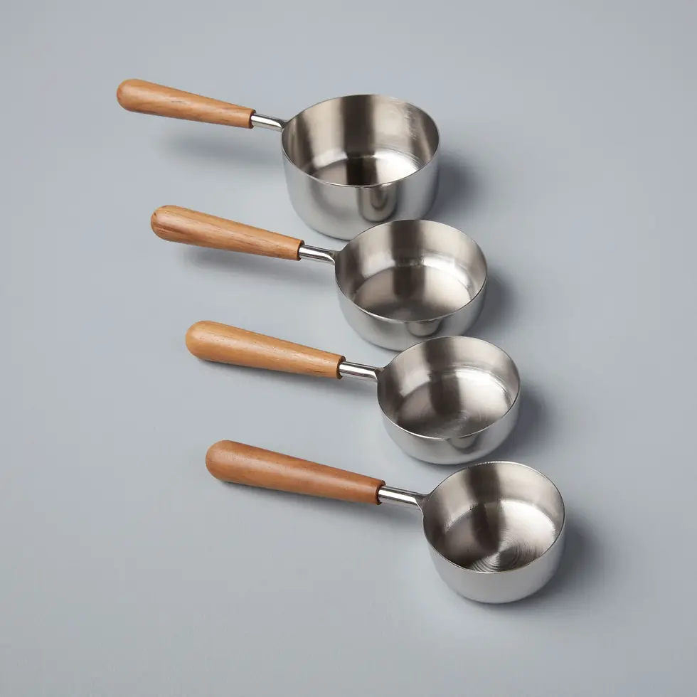 Teak & Stainless Measuring Cups