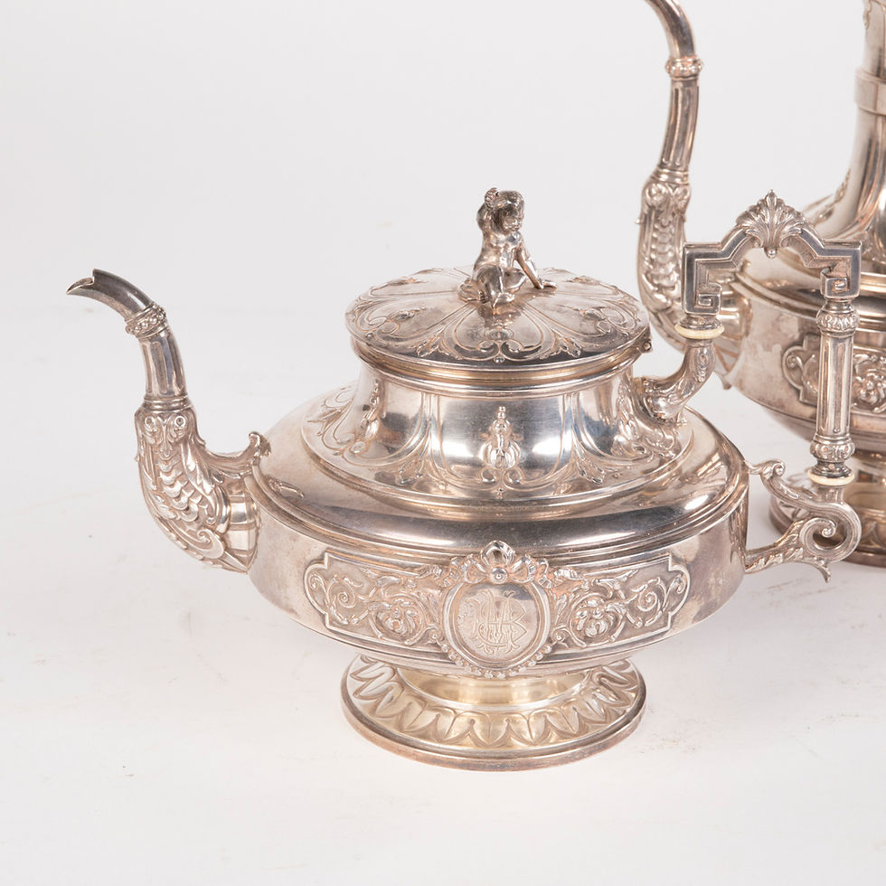 Thumbnail: Silver tea and coffee service box, 19th century