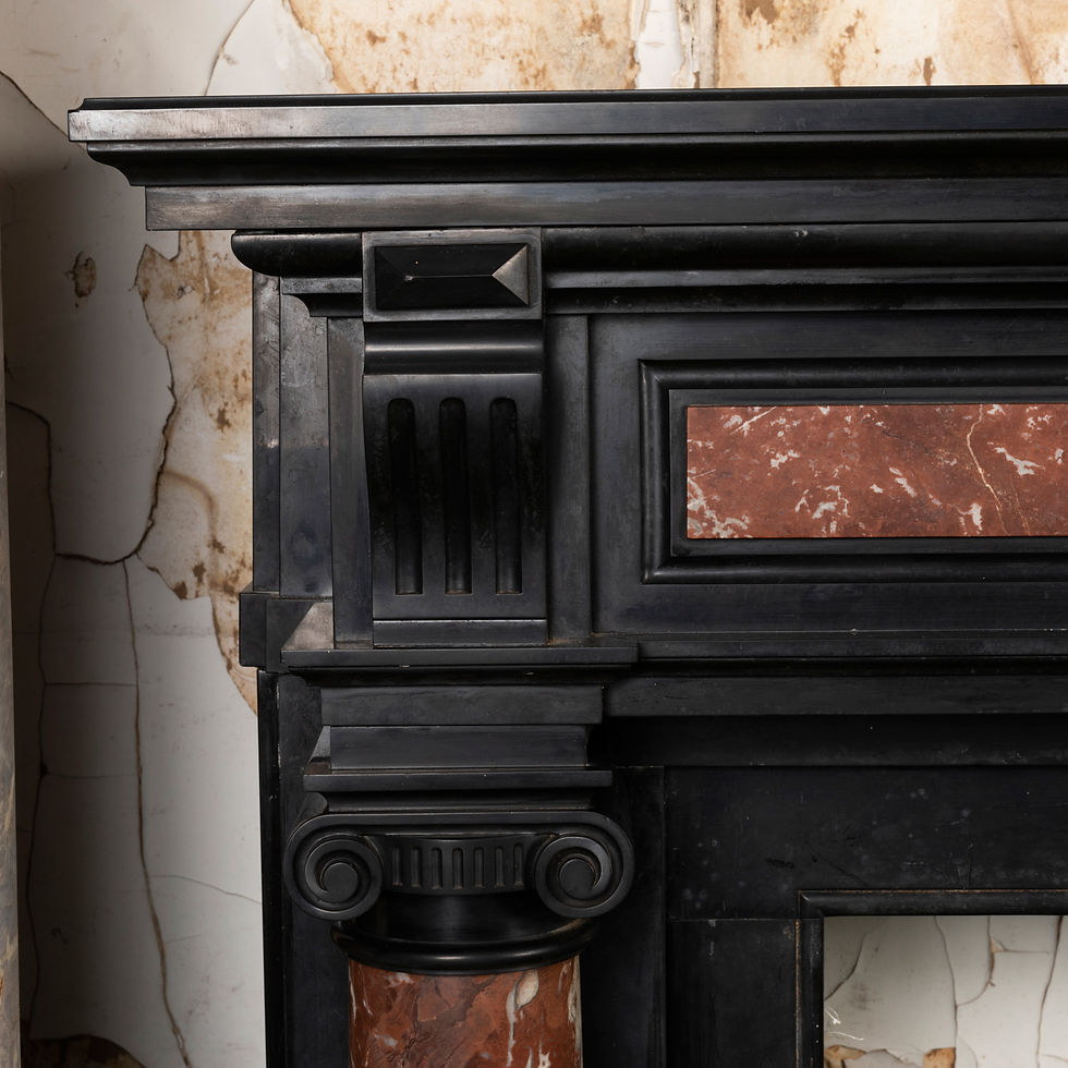 Thumbnail: Fireplace with detached columns in black and red marble, 19th century