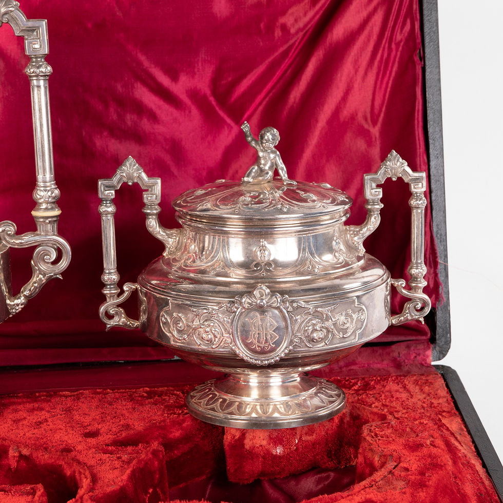 Thumbnail: Silver tea and coffee service box, 19th century