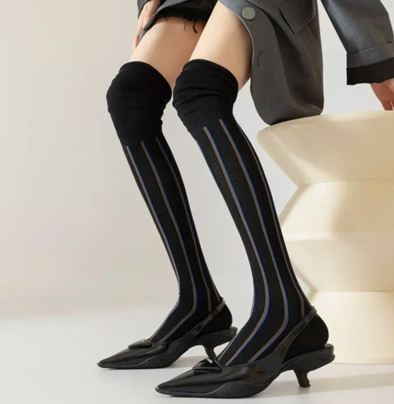 Ultra High Knee Socks in Black 