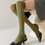 Thumbnail: Striped Ultra High Knee Socks in Olive 