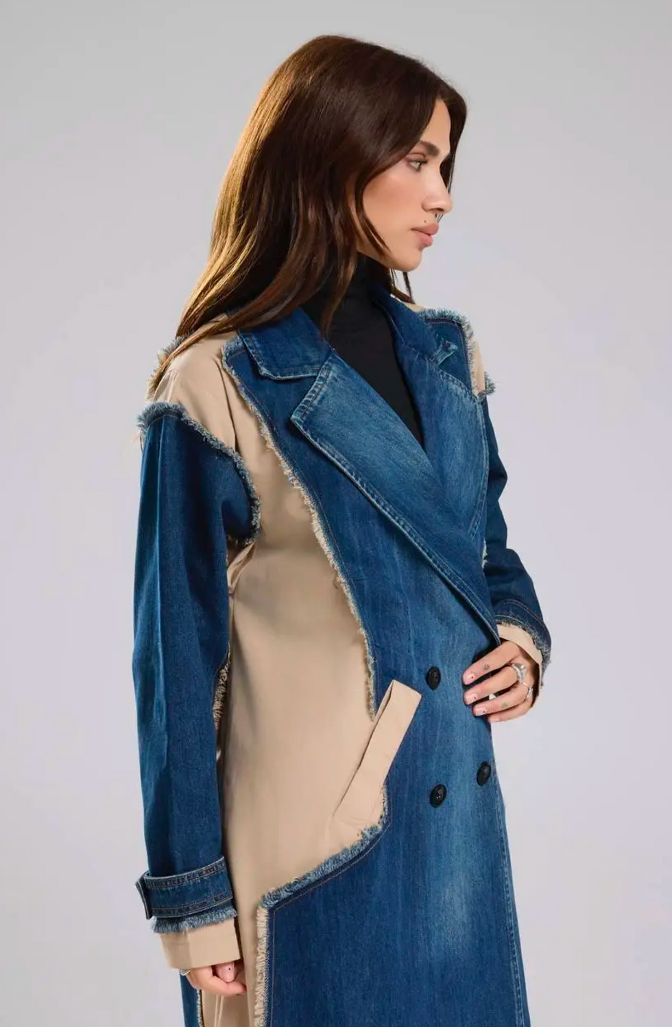 Thumbnail: 3 TW Design (Istanbul) Denim and Cotton Trench Coat 