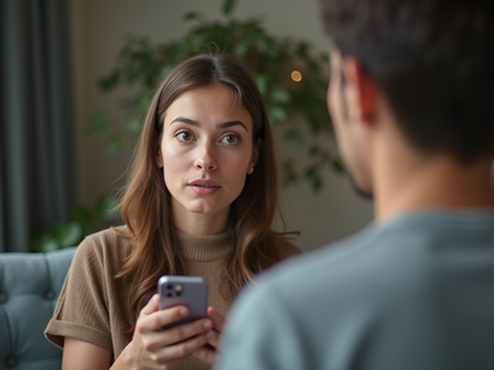 Eye-level view of a person practicing English pronunciation with a speech app