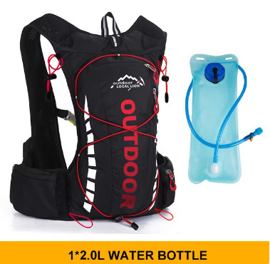 Black and red hydration vest.