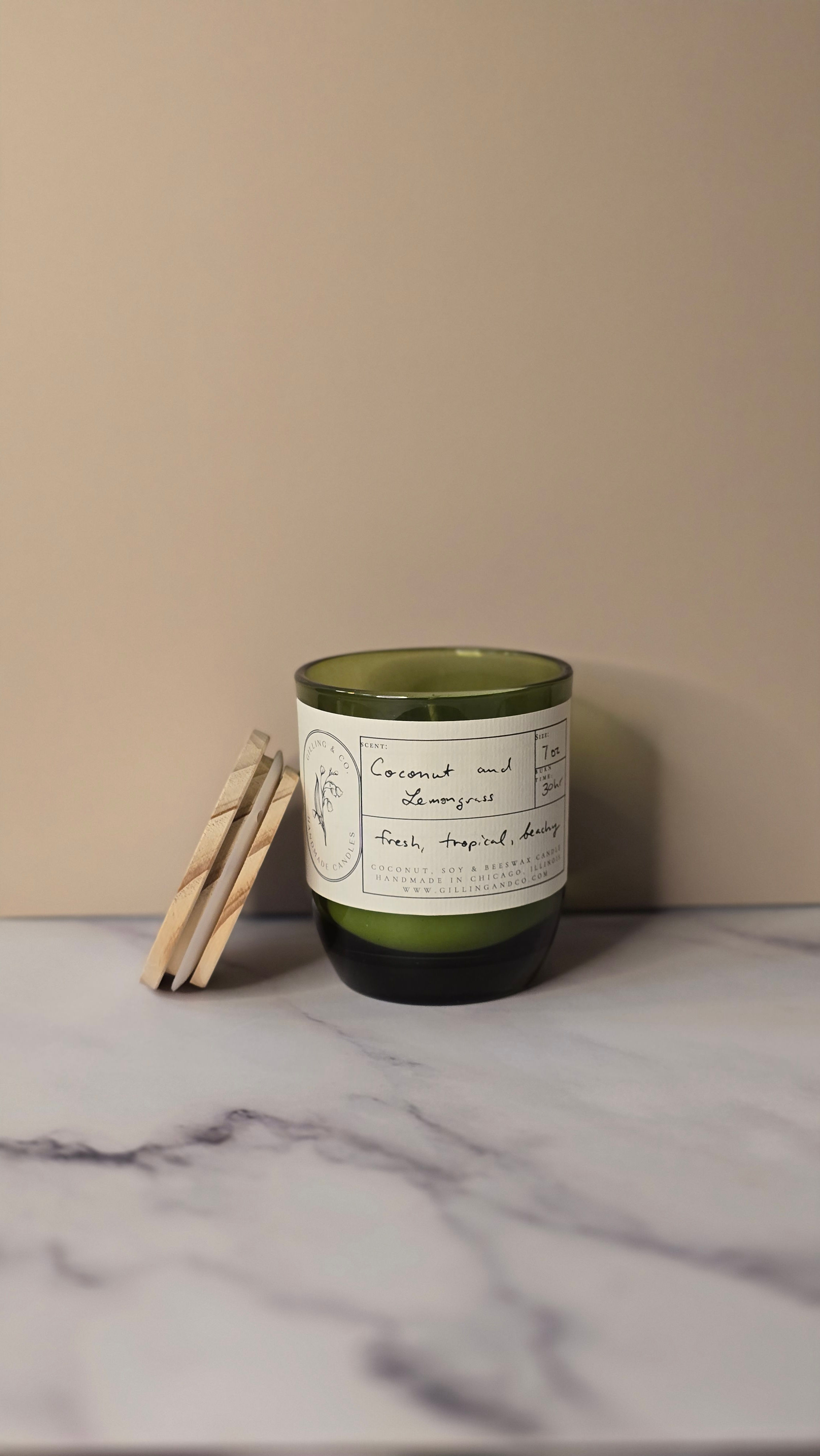 7 oz Green Glass Container Candles