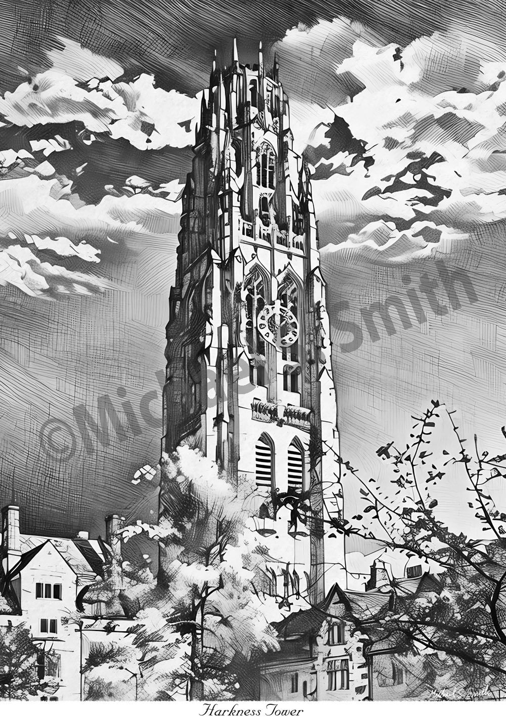 Yale University - Harkness Tower wall art by Michael Smith
