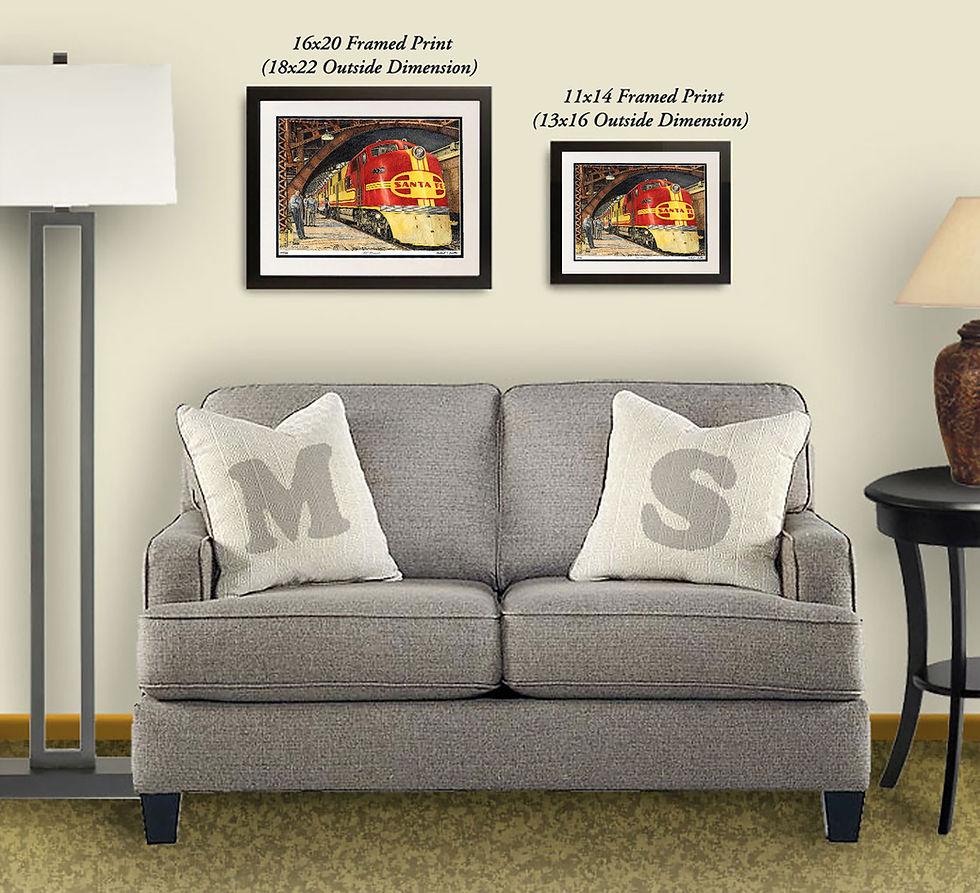 Thumbnail: Railroad train pen and ink wall art print by Michael Smith