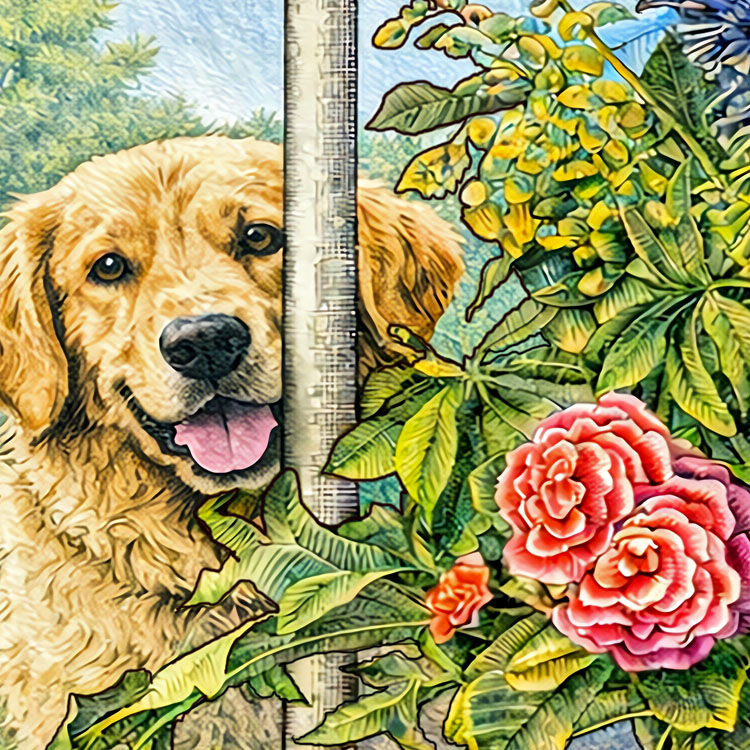 Thumbnail: Golden Retriever peaking in window art print by Michael Smith