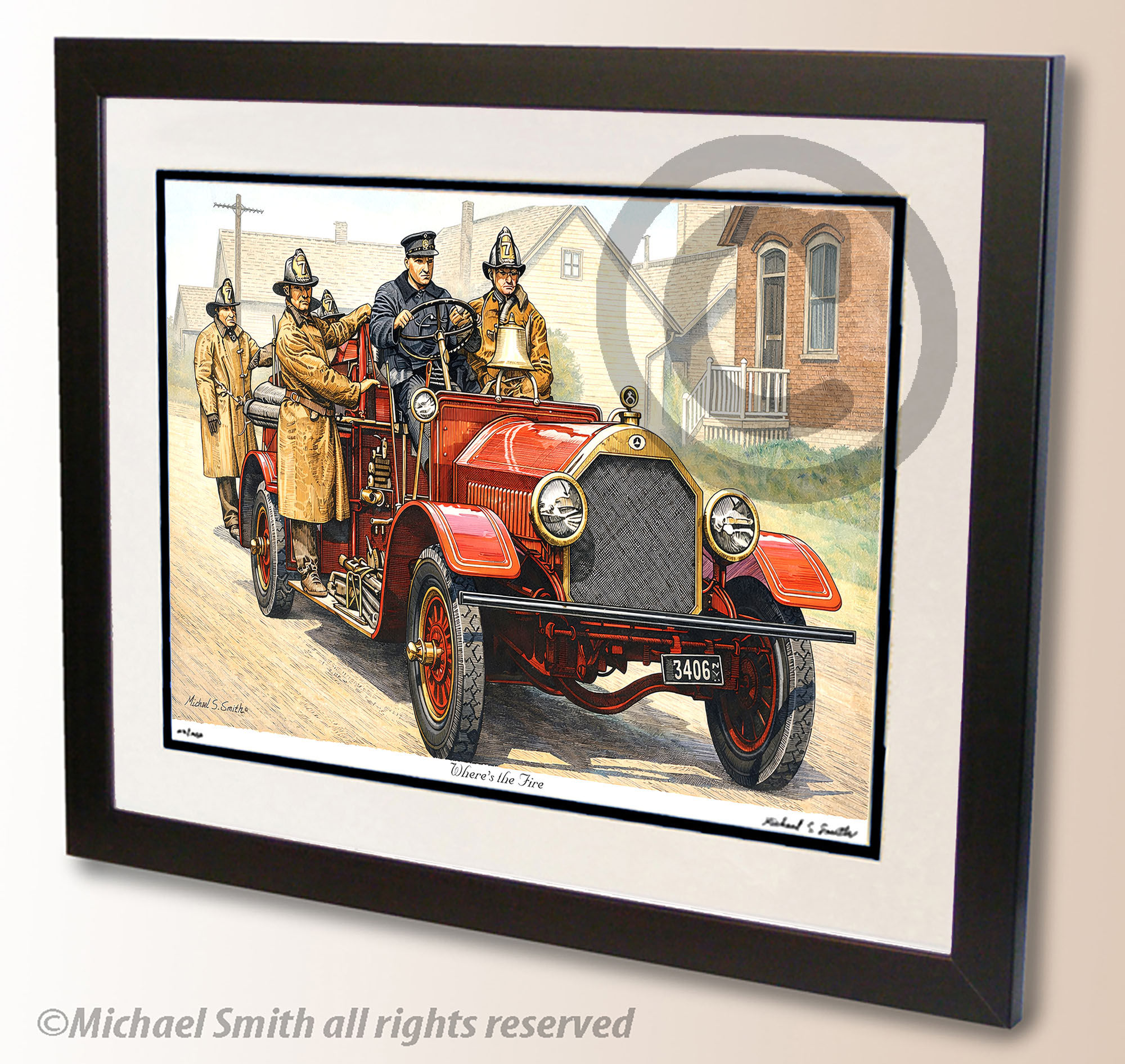 Vintage Firefighter art print by Michael Smith
