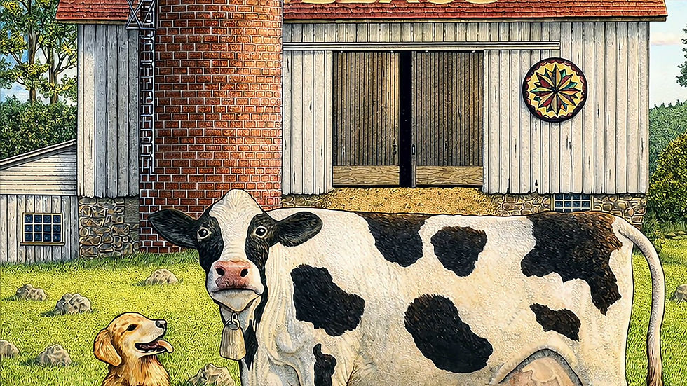 Thumbnail: Video Dog and Cow art print by Michael Smith