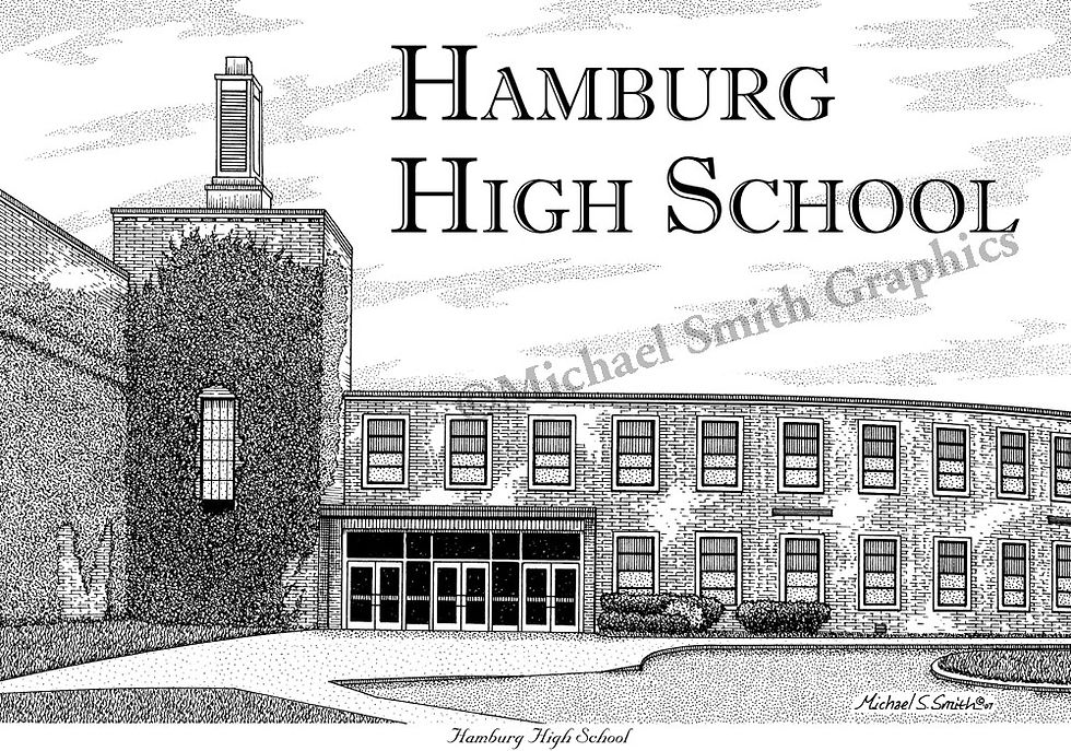 Hamburg High School wall art print by Michael Smith Graphics