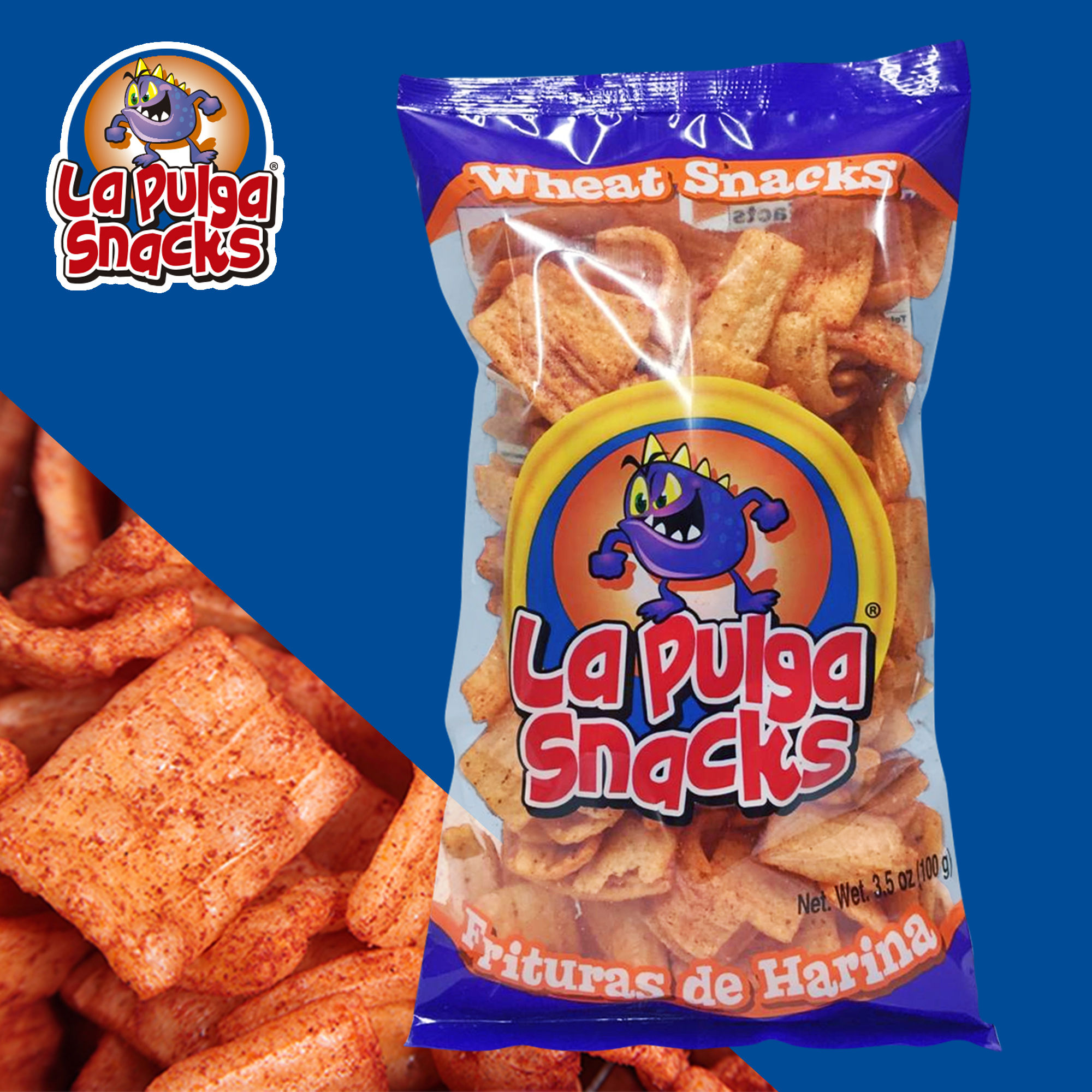 La Pulga Snacks Wheat Square with chilli 3.8 oz