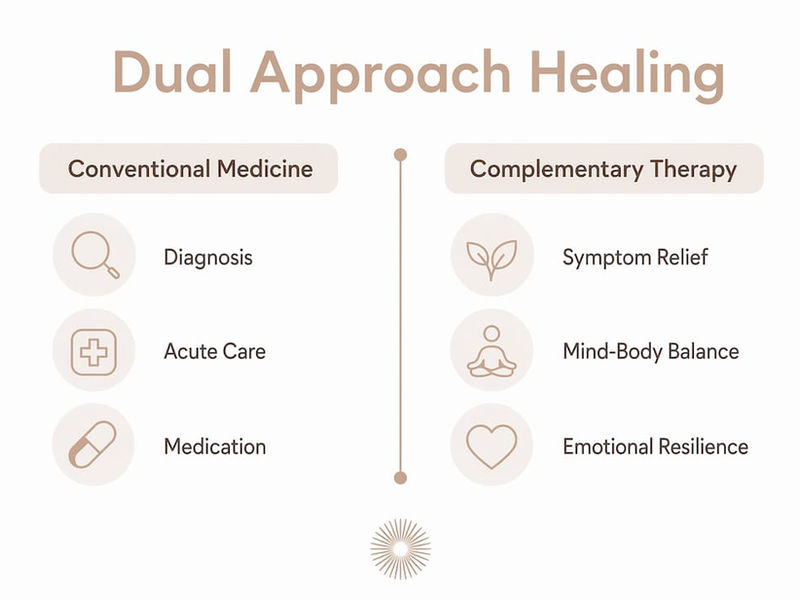 Infographic comparing conventional medicine and complementary therapy